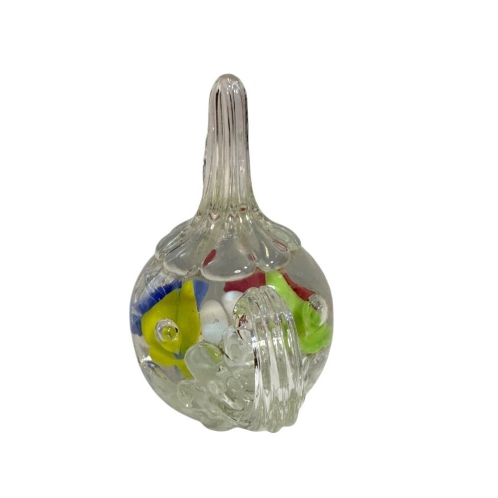 Vtg Joe St Clair‎ art glass teapot paperweight ring holder Pastel flowers - Picture 3 of 11
